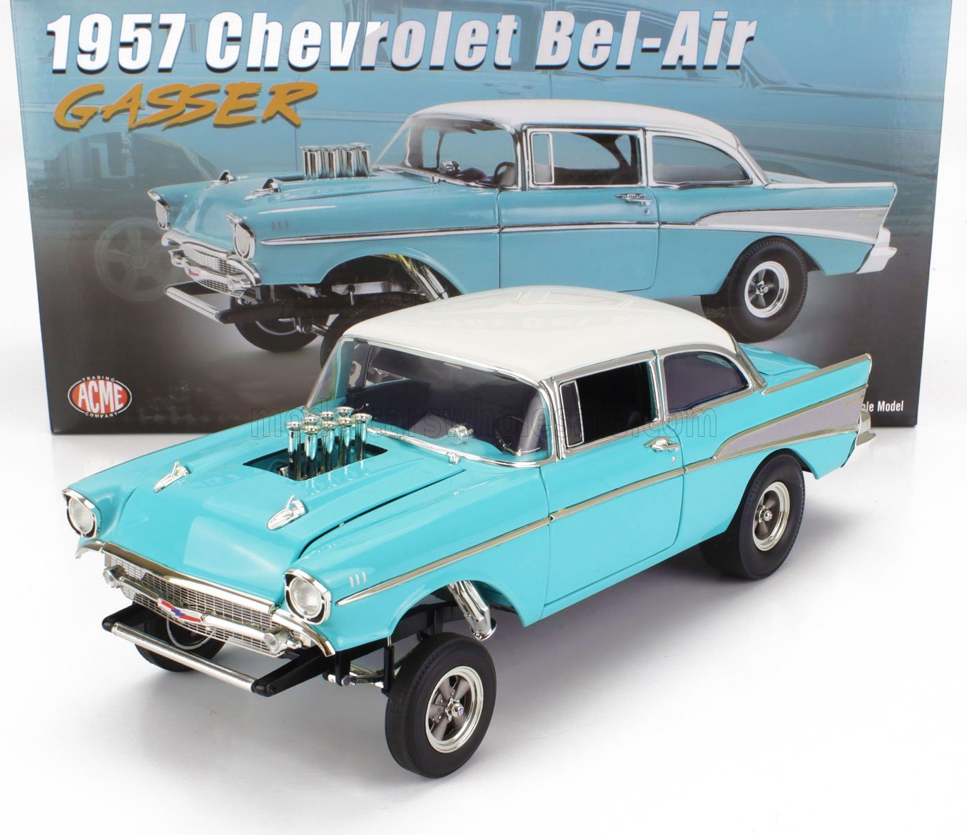 CHEVROLET - BEL AIR GASSER 1957 - LIGHT BLUE WHITE - Vroomi
