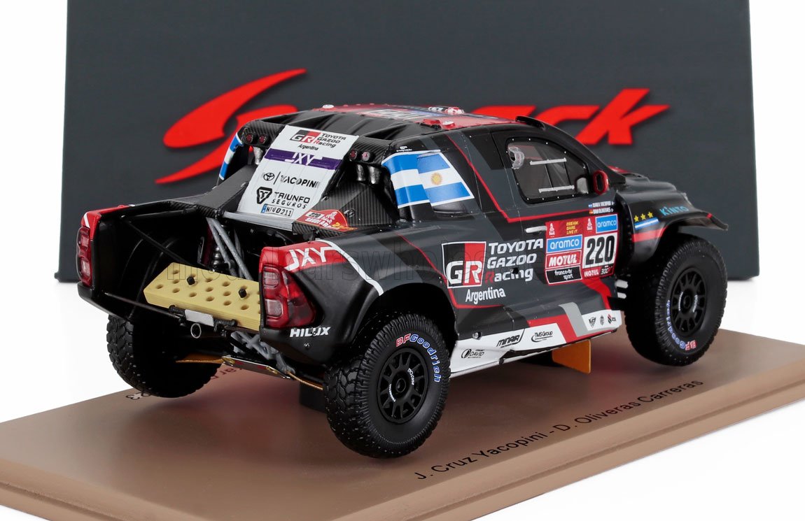 TOYOTA - HILUX PICK-UP TEAM OVERDRIVE TOYOTA N 220 7th RALLY DAKAR 2023 JUAN CRUZ YACOPINI - DANIEL OLIVERAS CARRERAS - BLACK RED - Vroomi