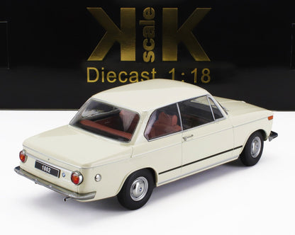 Diecast 1:18 scale cream BMW 1802 model car with red interior available on Vroomi