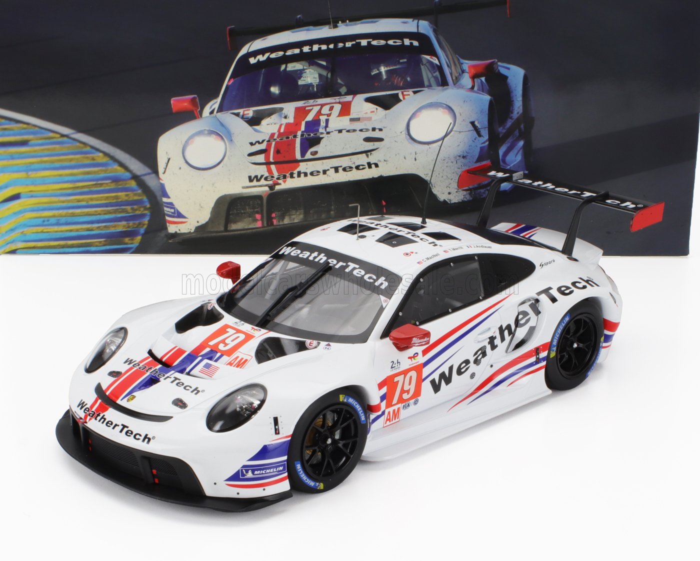 Porsche 911 991 RSR-19 4.2L WeatherTech Racing No. 79 Cooper MacNeil Julien Andlauer Thomas Merril 2nd LMGTE Am 24h Le Mans 2022 IXO Models 1:18 scale model
