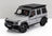 Silver Mercedes-Benz G-Wagen scale model car with roof rack, featured at Vroomi for collectors.