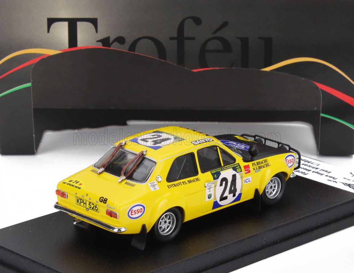 FORD ENGLAND - ESCORT MK1 (night version) N 24 RALLY EAST AFRICAN SAFARI 1973 PYARA SINGH BHACHU - NIRMAL SINGH BHACHU - YELLOW BLACK - Vroomi