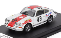 Modellino in scala Porsche 911 bianca e rossa con decalcomanie da corsa, disponibile presso Vroomi