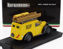 FIAT - 1100 VAN FURGONE VEICOLO COMMERCIALE AGIP GENOVA CON PORTAPACCHI E ACCESSORI 1950 - YELLOW BLACK Scale model car on Vroomi