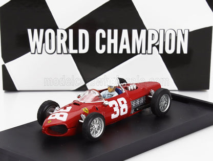 FERRARI - F1 156 N 38 WORLD CHAMPION 3rd MONACO GP 1961 PHIL HILL - WITH DRIVER FIGURE - RED Scale model car on Vroomi