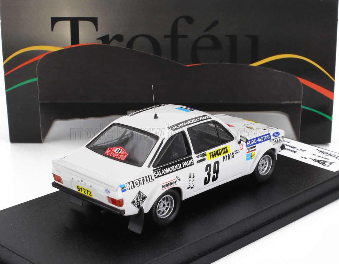 TROFEU - 1/43 - FORD ENGLAND - ESCORT MKII N 39 RALLY MONTECARLO 1980 NICOLAS KOOB - WIN JACOBY - WHITE