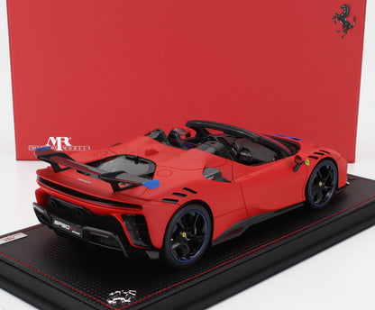 FERRARI - SF90 XX STRADALE SPIDER 2024 - CON VETRINA - WITH SHOWCASE - ROSSO LE-MANS - MATT RED BLUE BLACK