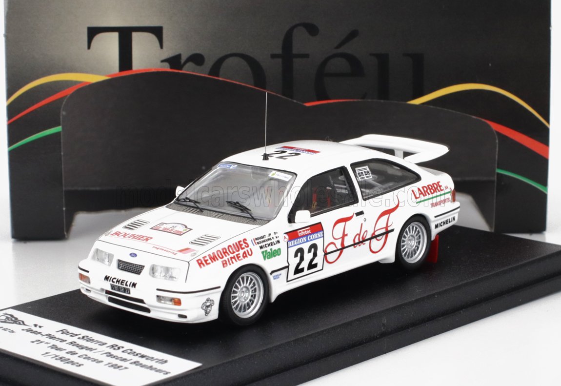 FORD ENGLAND - SIERRA RS COSWORTH N 22 RALLY TOUR DE CORSE 1987 JEAN PIERRE ROUGET - PASCAL BOUHOURS - WHITE RED - Vroomi