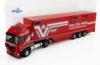 Modellino in scala del camion Vigili del Fuoco rosso di Vroomi, replica dettagliata 1:18 per collezionisti.
