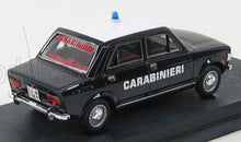 Black vintage Carabinieri police car model with blue siren, showcased and available on Vroomi