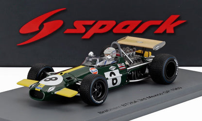 Modellino dettagliato della Brabham BT26A del GP del Messico del 1969 con livrea Gulf, presentato su Vroomi.