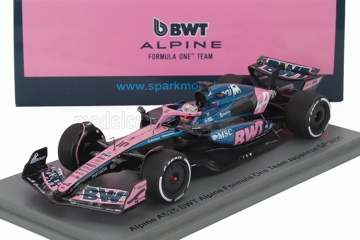1/43 scale die-cast Alpine A525 BWT Formula One Team car model for Japanese GP 2023 available at Vroomi