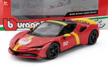 Red and yellow Ferrari SF90 Stradale model car with number 50, available on Vroomi