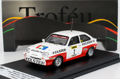 Scale model of white and red Vauxhall Chevette race car with Kolster and Zanussi logos, listed on Vroomi