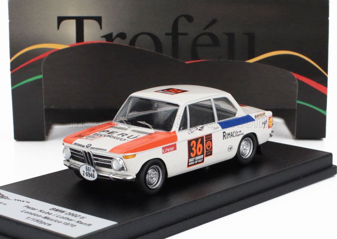 BMW 2002 Ti No. 36 Peter Kube Lothar Ranft Rally London-Mexico 1970 Trofeu 1:43 scale model