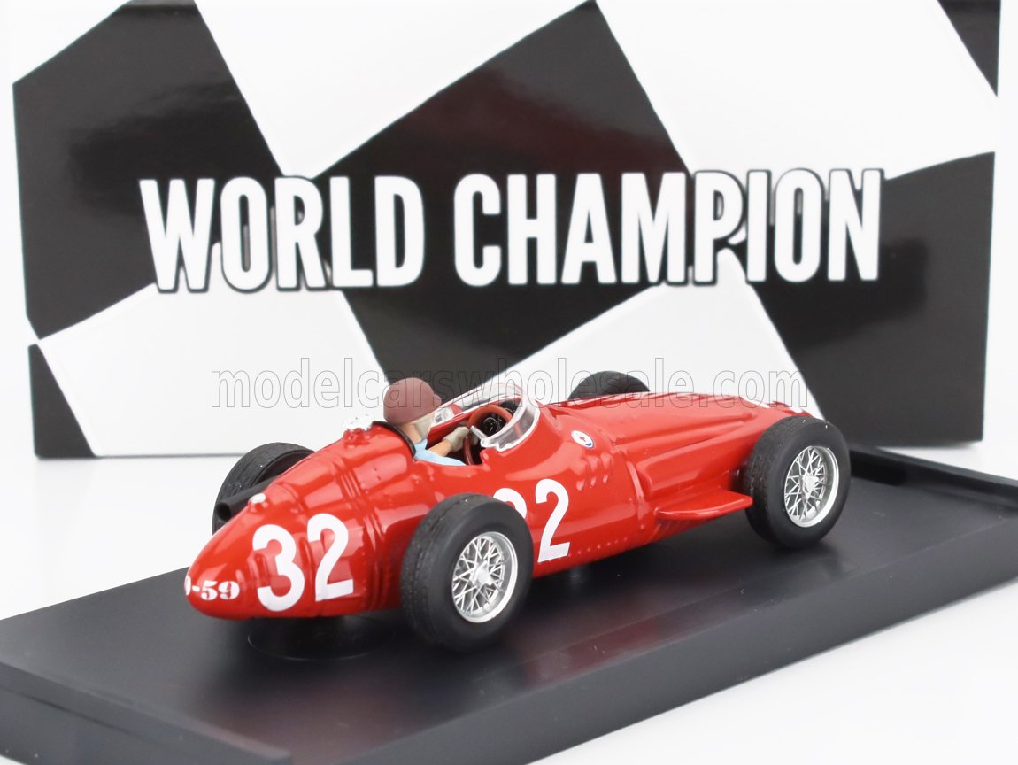 MASERATI - F1 250F N 32 WORLD CHAMPION WINNER MONACO GP 1957 JUAN MANUEL FANGIO - WITH DRIVER FIGURE - RED Scale model car on Vroomi