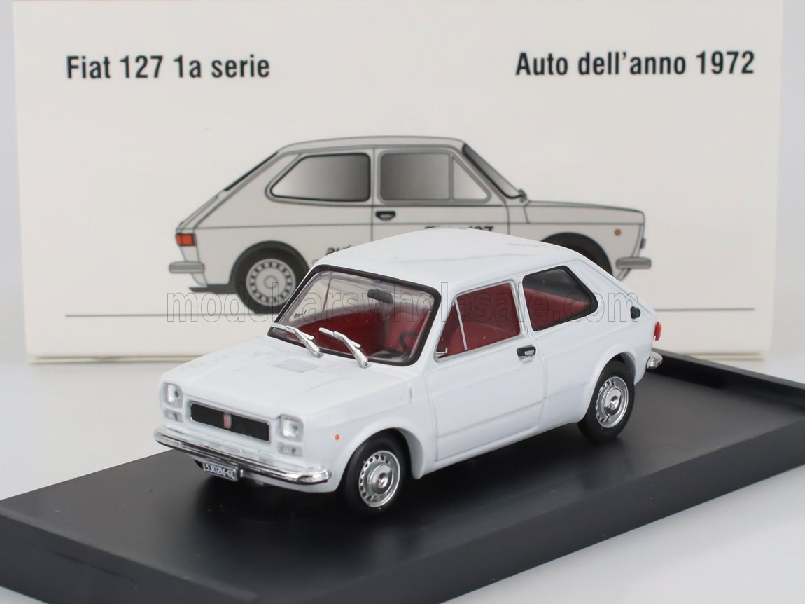 FIAT - 127 1-SERIES 1971 - RED INTERIOR - BIANCO - WHITE Scale model car on Vroomi