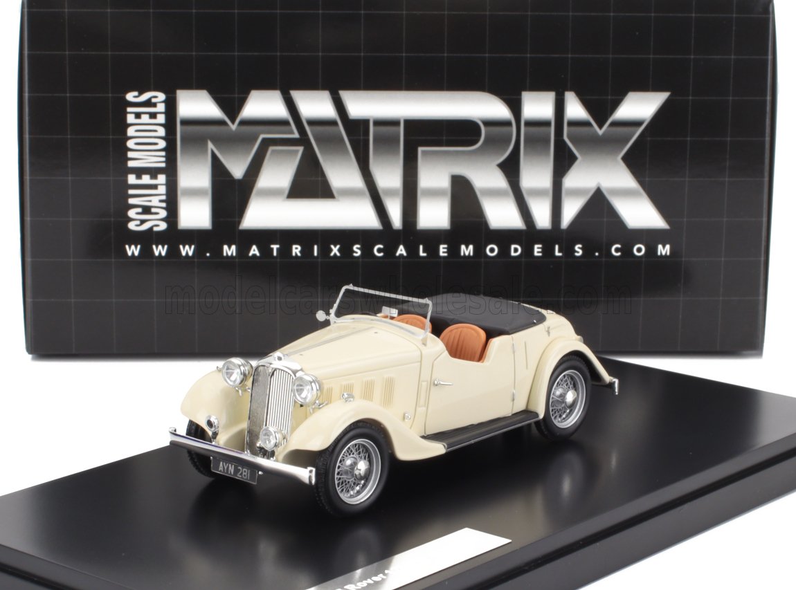 Rover 12hp P1 Tourer Cabriolet Open 1934 White Matrix Scale Models 1:43 scale model