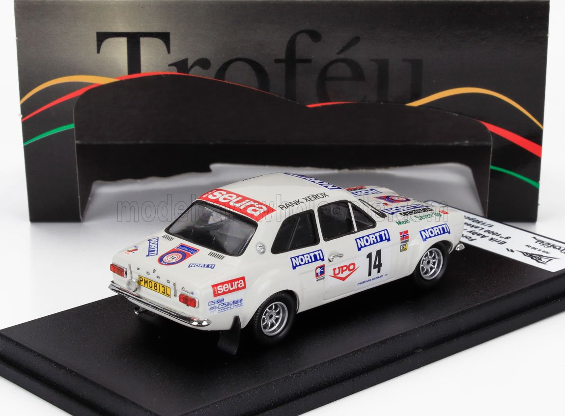 FORD ENGLAND - ESCORT MKI (night version) N 14 RALLY 1000 LAKES 1975 ERIK AABY - MONTY KARLAN - WHITE - Vroomi