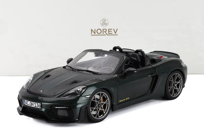 Dark green Porsche Spyder RS model car by Norev, convertible sports car, now featured on Vroomi