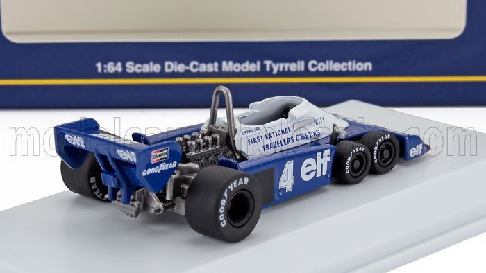 1:64 scale die-cast model of Tyrrell Formula 1 car with elf and Goodyear branding, available on Vroomi