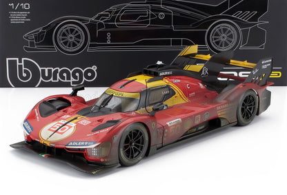 1/18 scale detailed Ferrari race car model by Bburago with red and yellow livery, featured on Vroomi