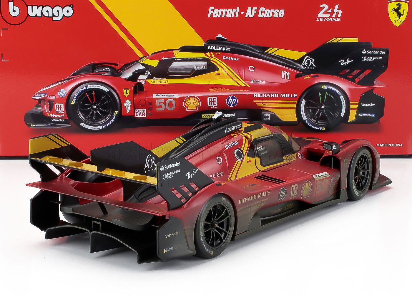 FERRARI - 499P 3.0L TURBO V6 TEAM FERRARI AF CORSE N 50 WINNER 24h LE MANS (AFTER RACE VERSION) 2024 ANTONIO FUOCO - MIGUEL MOLINA - NICKLAS NIELSEN - RED - Vroomi