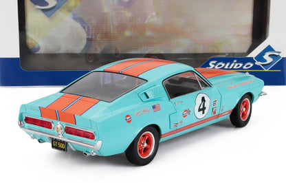 FORD - MUSTANG SHELBY GT500 RACING N 4 TRIBUTE COUPE 1967 - LIGHT BLUE ORANGE - Vroomi