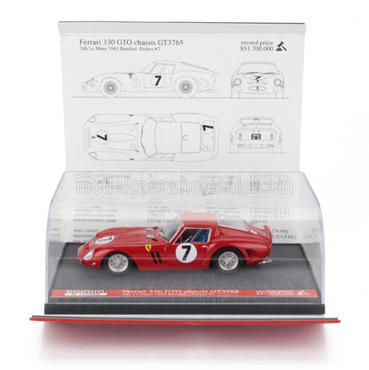 FERRARI - ASTA RECORD PRICE $51.700.000 - 250 GTO COUPE ch.3765GT TEAM SPA FERRARI SEFAC N 7 24h LE MANS 1962 MIKE PARKES - LORENZO BANDINI - RED Scale model car on Vroomi