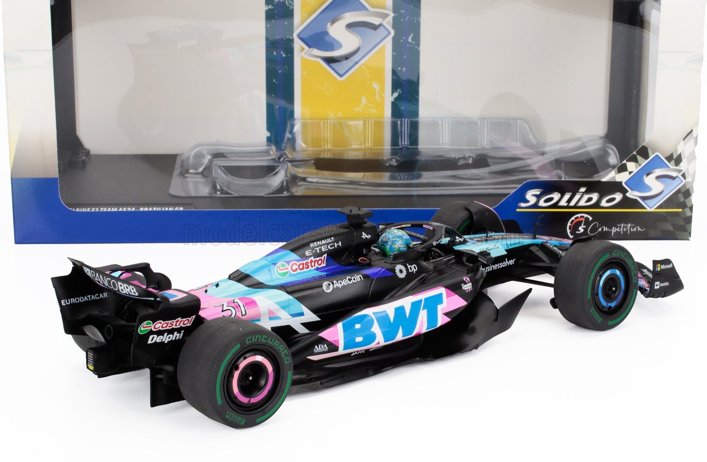 ALPINE - F1 A524 TEAM BWT ALPINE N 31 BRAZILIAN GP 2024 ESTEBAN OCON - BLACK BLUE PINK - Vroomi