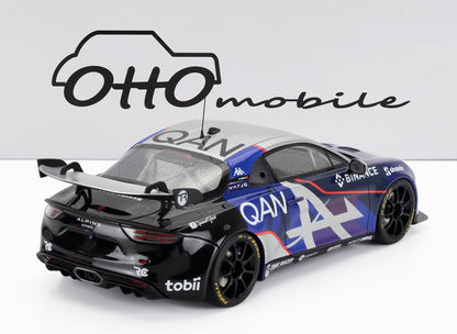 Diecast Alpine Esports racing car model with QAN and Binance logos, available via Vroomi