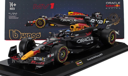 RED BULL - F1  RB20 TEAM ORACLE RED BULL RACING N 1 WORLD CHAMPION SEASON 2024 MAX VERSTAPPEN - WITH PILOT AND SHOWCASE - BLUE YELLOW RED