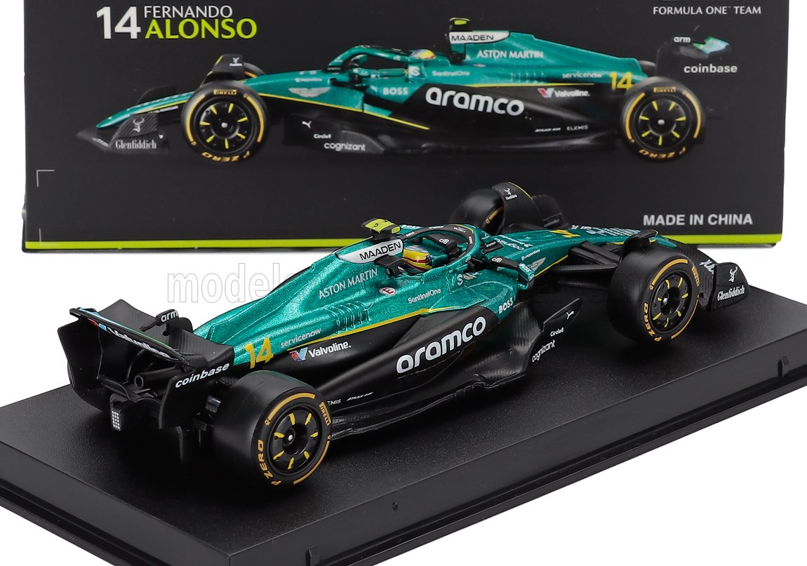 Carro em miniatura Aston Martin F1 à escala 1:18, Alonso n.º 14, réplica de colecionador disponível para compra