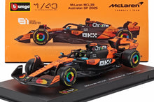 1/43 scale McLaren MCL39 Australian GP 2025 die-cast model with Oscar Piastri branding, available on Vroomi