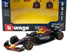 1/43 scale Red Bull Racing RB21 F1 model car in black and yellow with sponsor logos, available on Vroomi