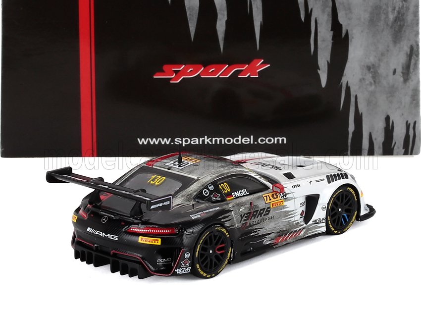 Mercedes AMG GT3 scale model car with racing decals and rear wing, available at Vroomi collectors' store