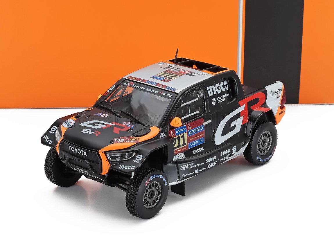 Toyota Hilux GR DKR EVO T1+ Team Gazoo Racing No. 211 Henk Lategan Brett Cummings Rally Dakar 2025 IXO Models 1:43 scale model