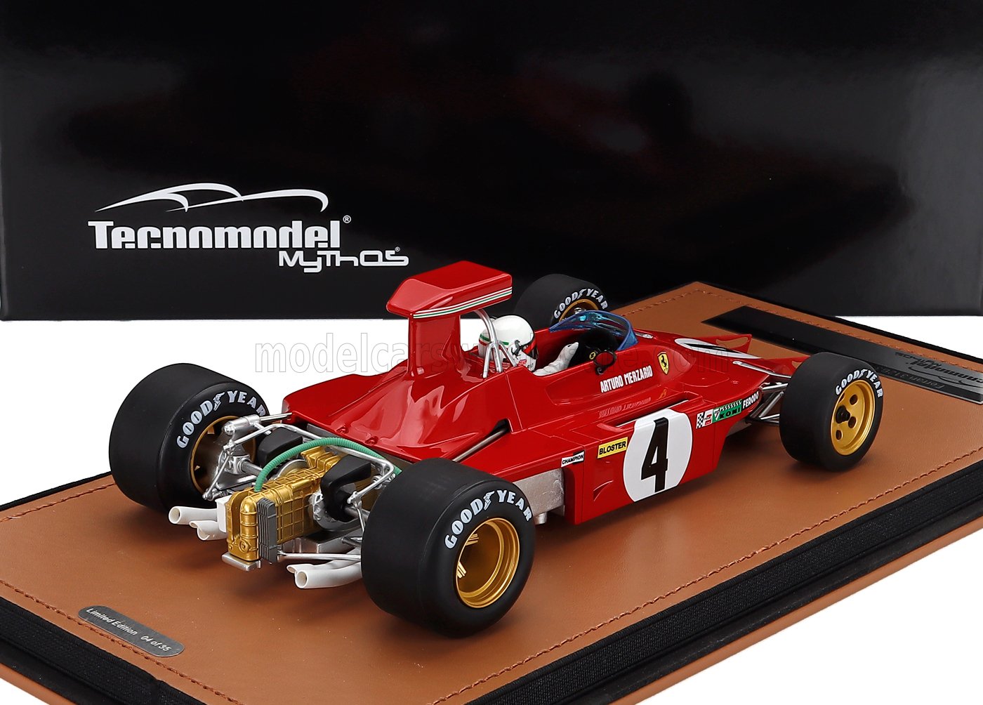 FERRARI - F1 312 B3 N 4 USA WATKINS GLEN GP (with pilot figure) 1973 ARTURO MERZARIO - RED Scale model car on Vroomi
