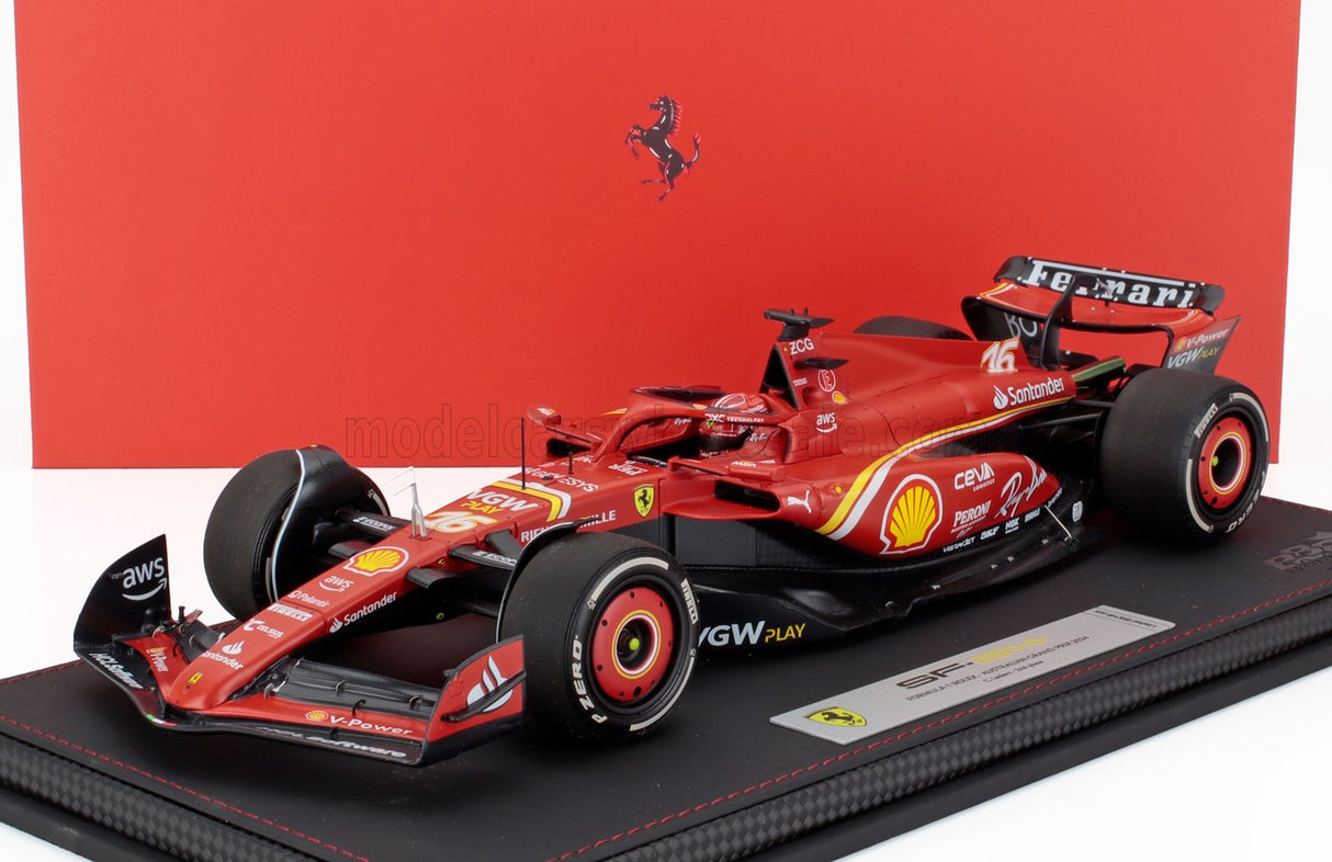 FERRARI | F1 SF-24 TEAM SCUDERIA FERRARI N 16 2. AUSTRALIEN GP 2024 CHARLES LECLERC - CON VETRINA - MIT SCHAUKASTEN | SCHWARZ