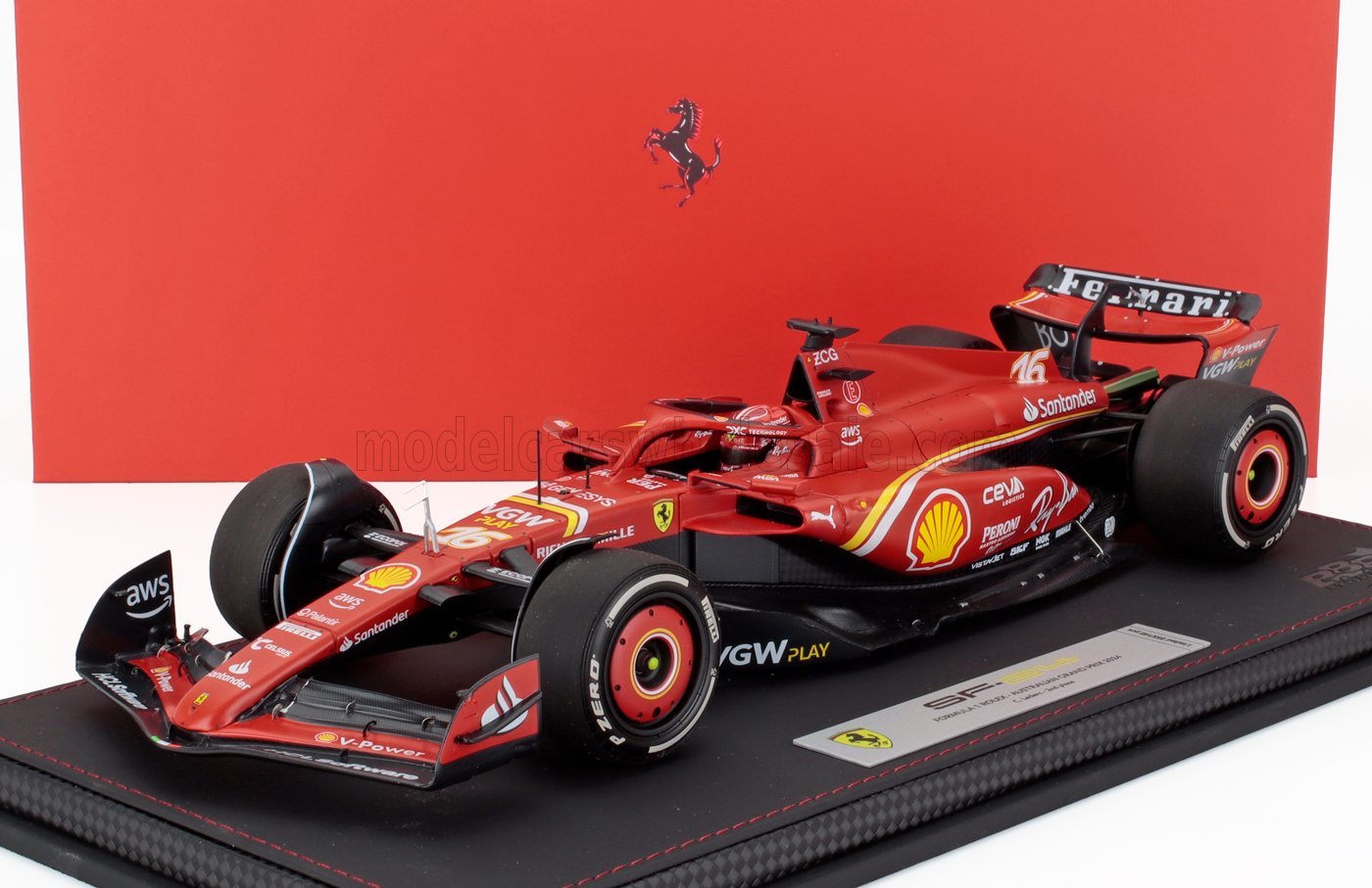 FERRARI | F1  SF-24 TEAM SCUDERIA FERRARI N 16 2nd AUSTRALIAN GP 2024 CHARLES LECLERC - CON VETRINA - WITH SHOWCASE | BLACK