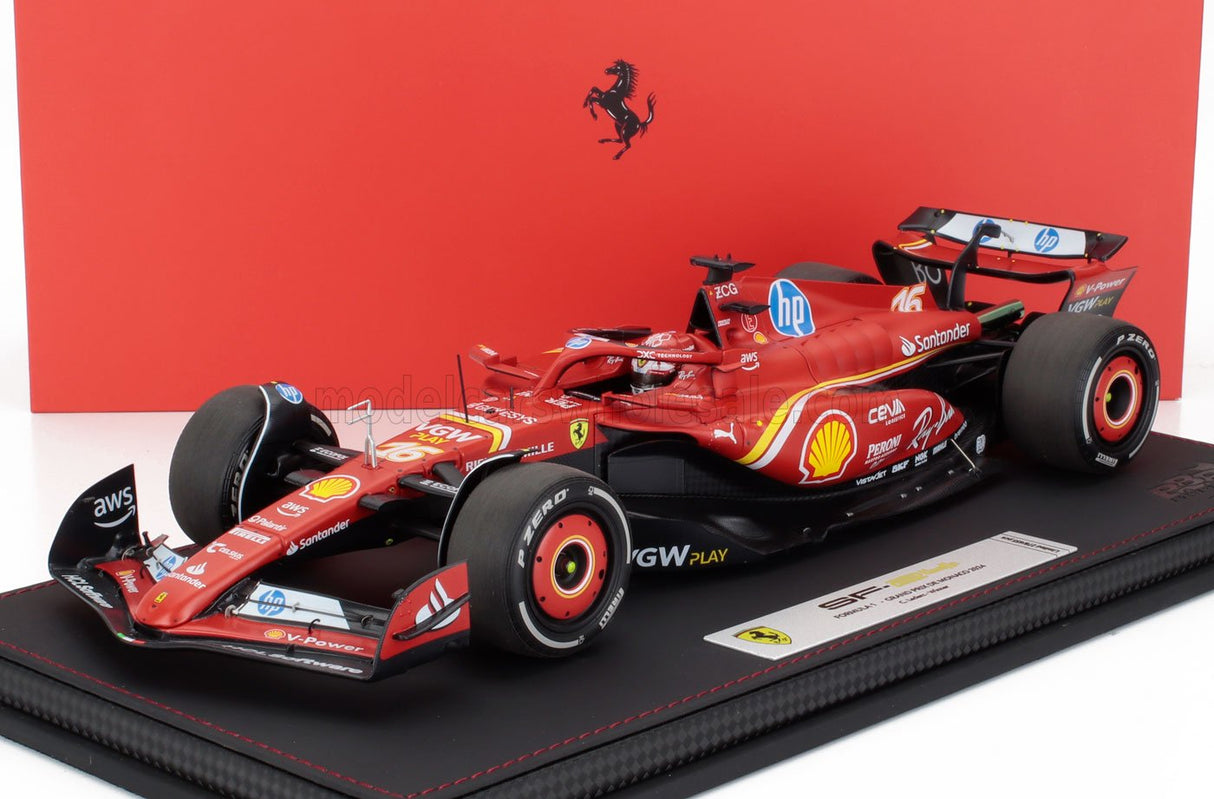 FERRARI | F1 SF-24 TEAM SCUDERIA FERRARI N 16 SIEGER MONACO GP 2024 CHARLES LECLERC - CON VETRINA - MIT SHOWCASE