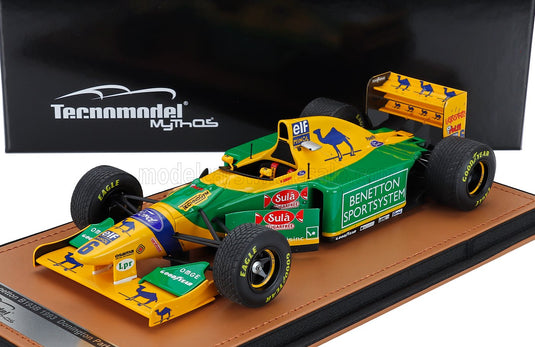 Benetton B193B 1993 F1-schaalmodel van Tecnmodel, gepresenteerd op een leren voetstuk — Vroomi