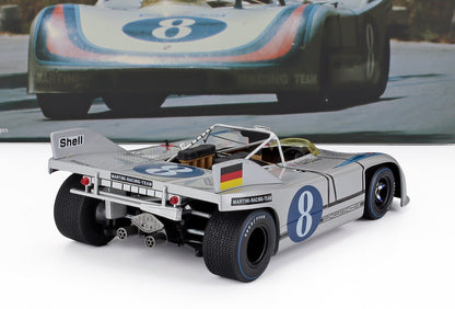 PORSCHE - 908/03 SPIDER DEL EQUIPO MARTINI RACING N.º 8 TARGA FLORIO 1971 VIC ELFORD - GERARD LARROUSSE - AZUL PLATEADO
