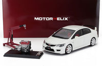 HONDA - CIVIC TYPE-R FD2 WITH ENGINE AND ACCESSORIES 2007 - WHITE PEARL Vroomi Scale model cars Shop
