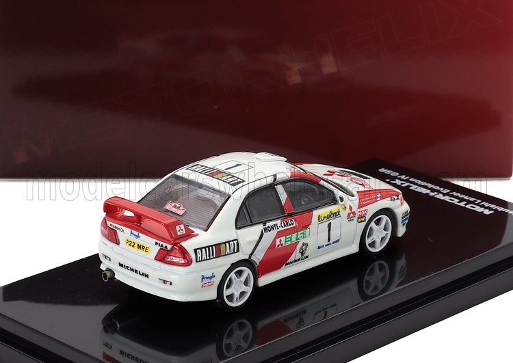 MITSUBISHI - LANCER EVOLUTION IV N 1 3rd RALLY MONTECARLO 1997 TIMO MAKINEN - SEPPO HARJANNE - WHITE RED - Vroomi
