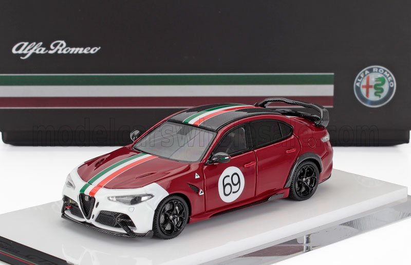 ALFA ROMEO - GIULIA GTAm N 69 RACING 2021 - ROUGE BLANC - Boutique voitures miniatures Vroomi