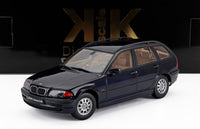 Voiture miniature BMW Série 3 E46 break noire par Vroomi, réplique die-cast détaillée avec intérieur beige