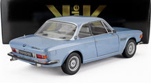 Light blue BMW 3.0 CSI E9 model car with detailed rear and side, available on Vroomi