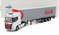 Witte DAF vrachtwagen schaalmodel met COUE-branding, gepresenteerd door Vroomi voor verzamelaars