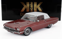 Modellino in scala della Ford Thunderbird 1966 color bordeaux con tetto bianco, esposto da Vroomi
